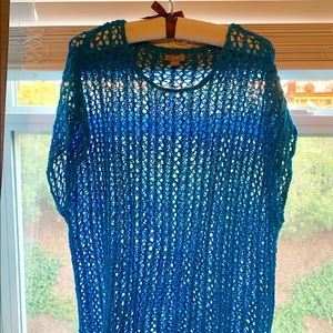 J Jill Plus Blue Open Knit T Shirt Top